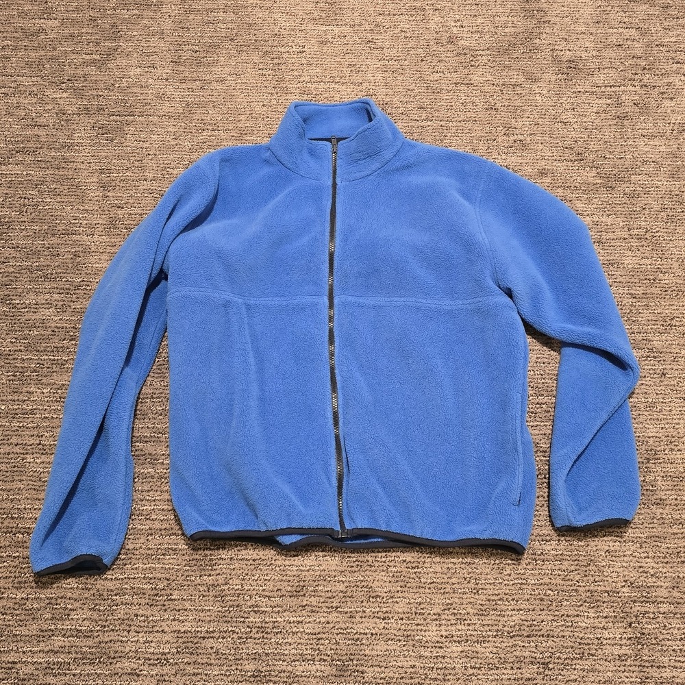 L.L. Bean Jacket Mens Medium Blue Fleece Full‎ Zip Outdoor Hiking Casual Coat